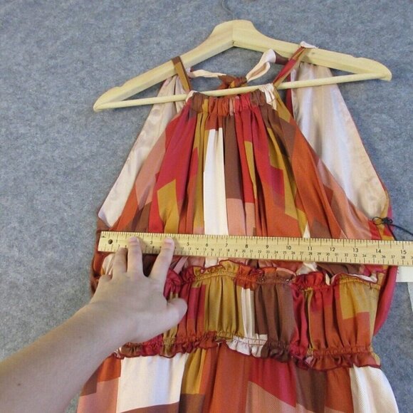 Where Mountains Meet Midi Dress Open Back S Silk Asymmetric Red Art To Wear 212 - Picture 7 of 13